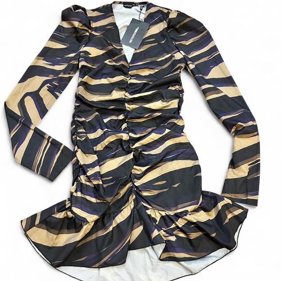 Prettylittlething Multi coloured zebra print mini dress - Picture 1 of 8